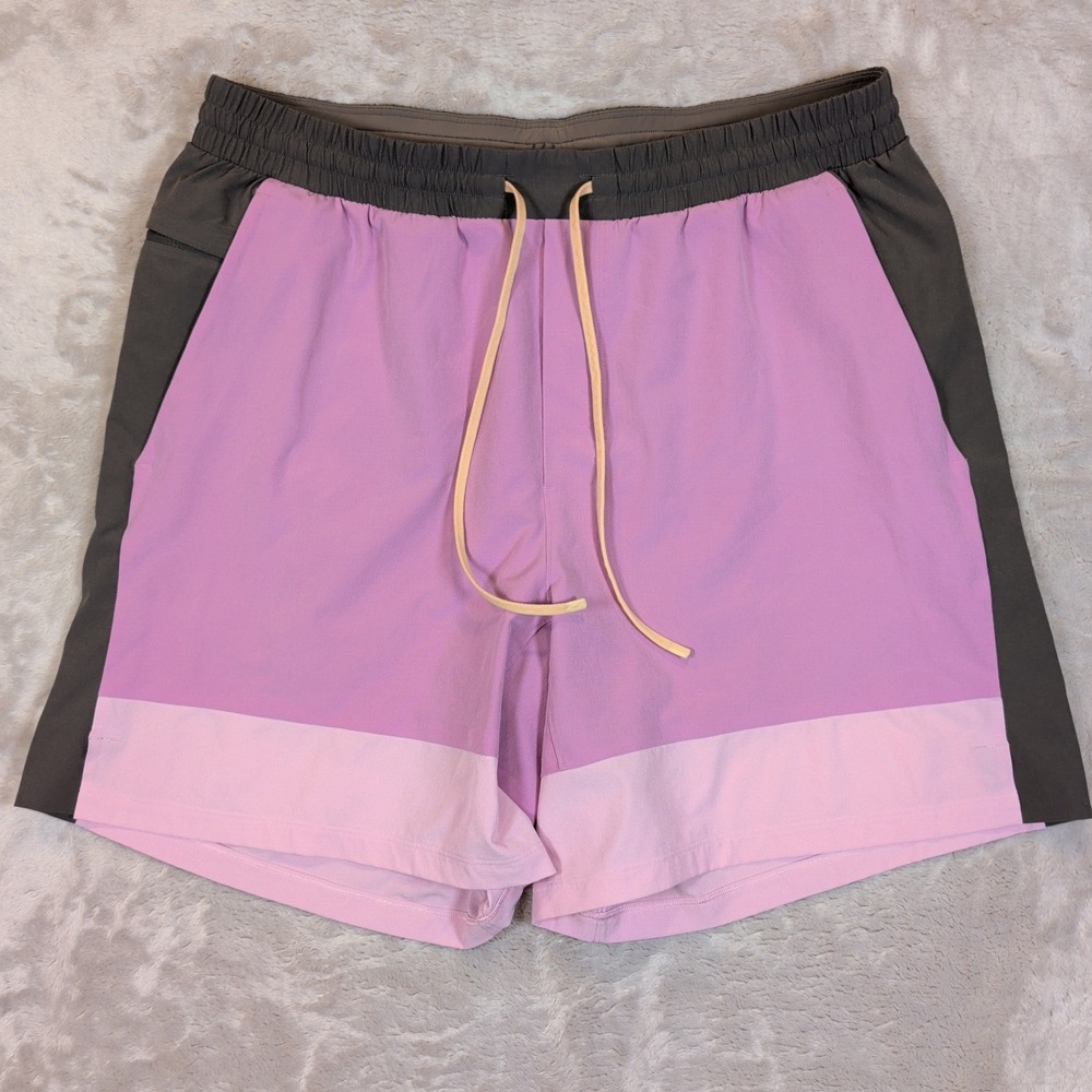 Lululemon Pool Shorts Mens XL Pink Colorblock Swim Trunks Active Gym Athletic 7"